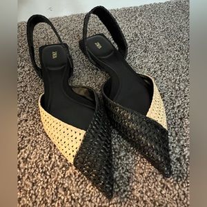 Zara Raffia Slingback Flats